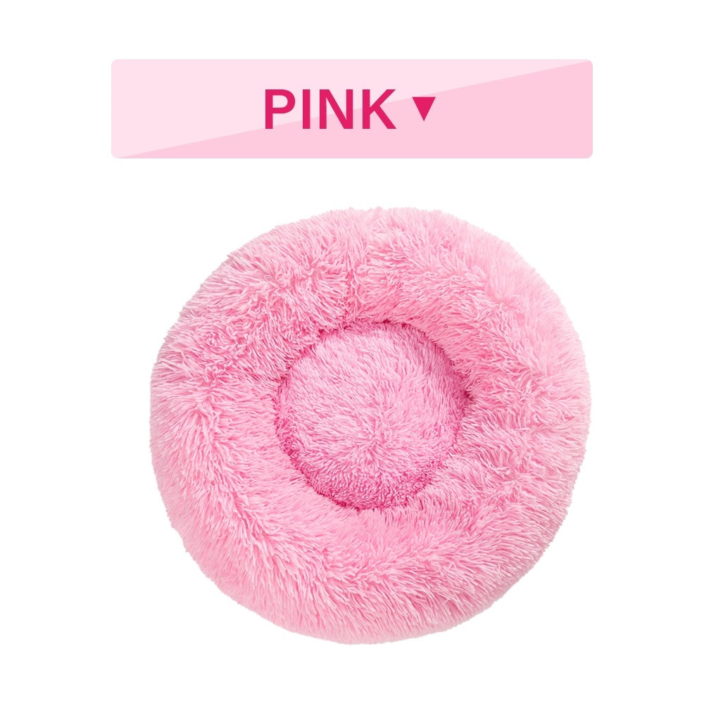 Fluffy Donut Calming Plush Pet Bed from MotivePets for pet comfort, care and everyday use