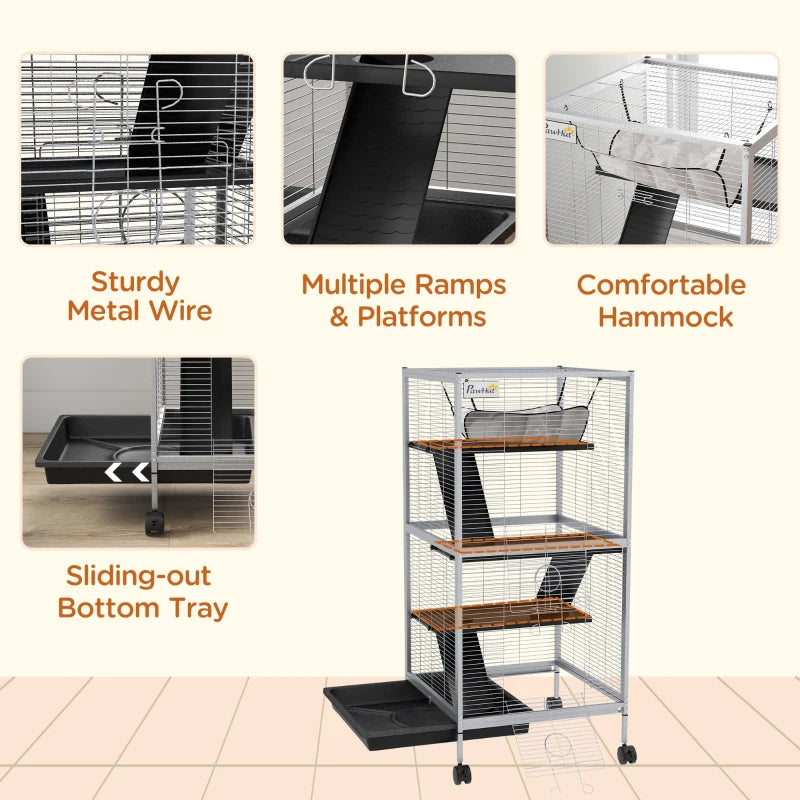PawHut Rolling Small Animal Cage with Hammock from MotivePets for pet comfort, care and everyday use