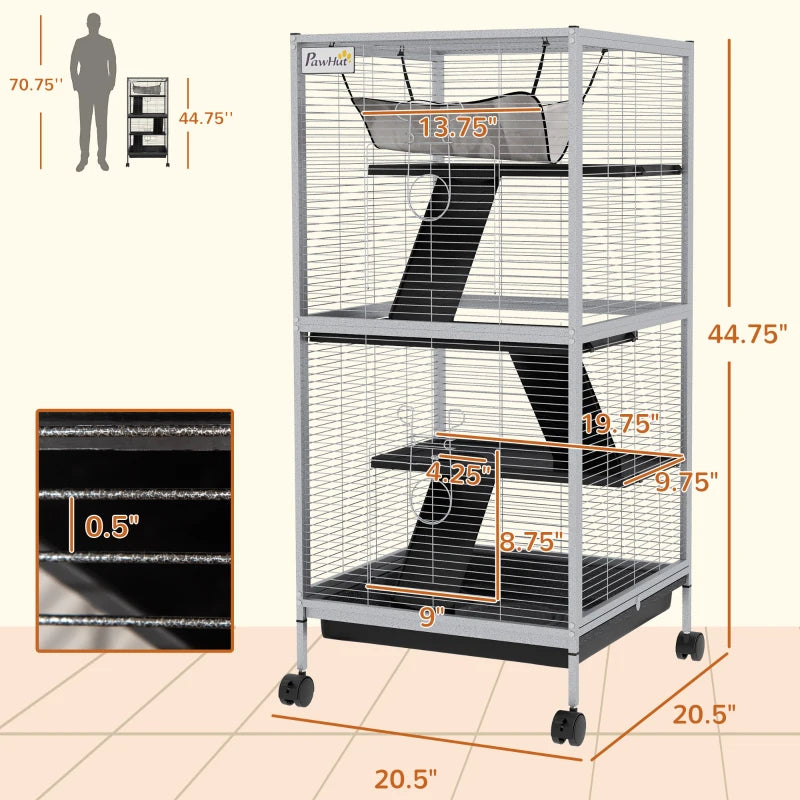 PawHut Rolling Small Animal Cage with Hammock from MotivePets for pet comfort, care and everyday use