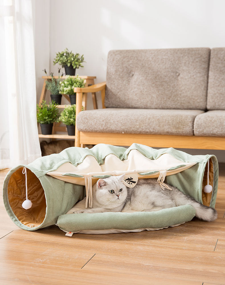 Collapsible Durable Washable Cat Tunnel Bed from MotivePets for pet comfort, care and everyday use