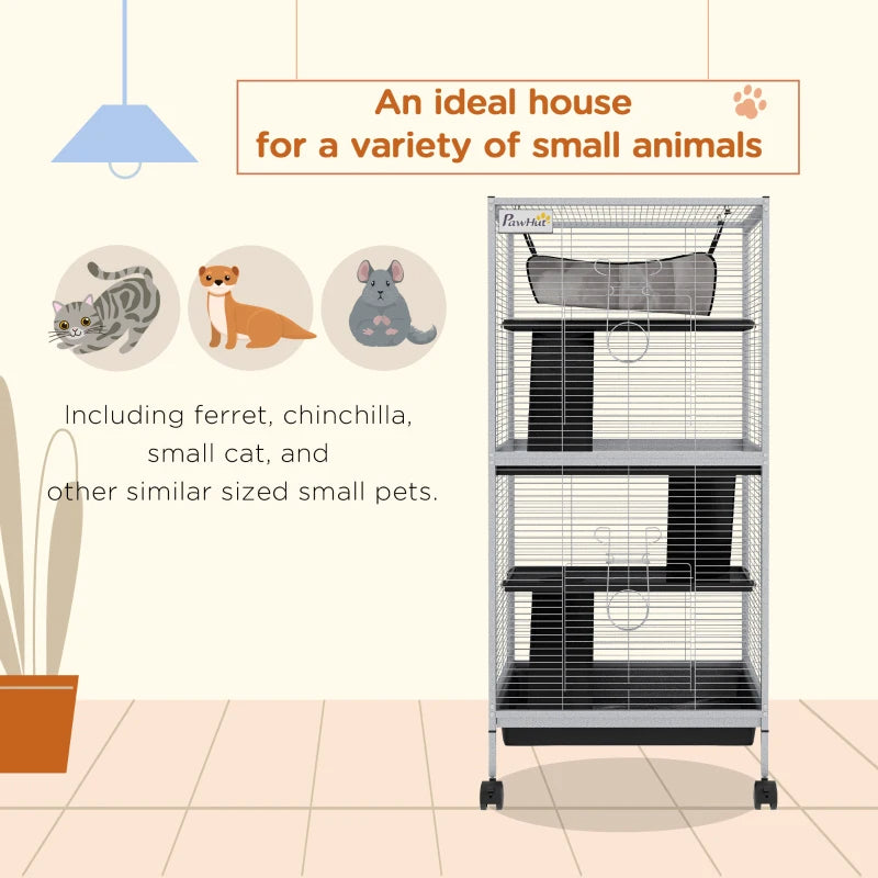 PawHut Rolling Small Animal Cage with Hammock from MotivePets for pet comfort, care and everyday use