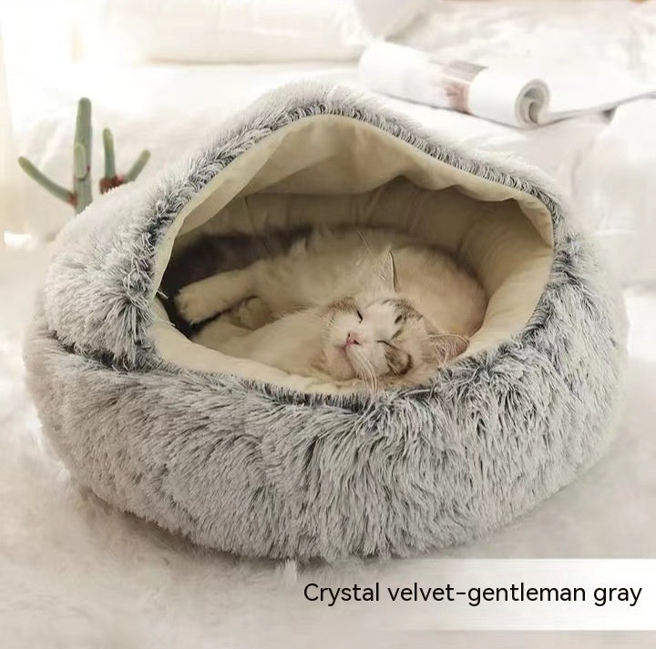 2-in-1 Ultra-Plush Round Cave Bed from MotivePets for pet comfort, care and everyday use