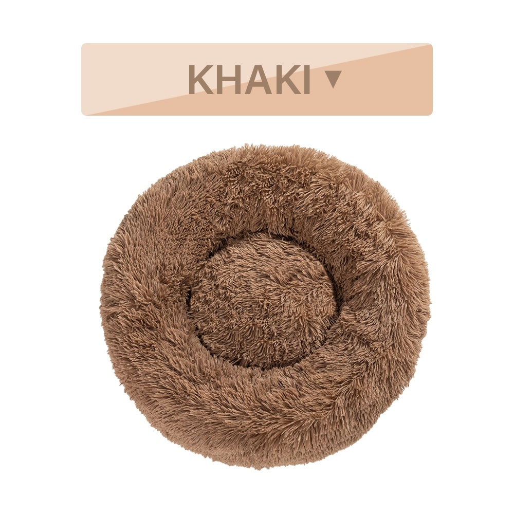 Fluffy Donut Calming Plush Pet Bed from MotivePets for pet comfort, care and everyday use