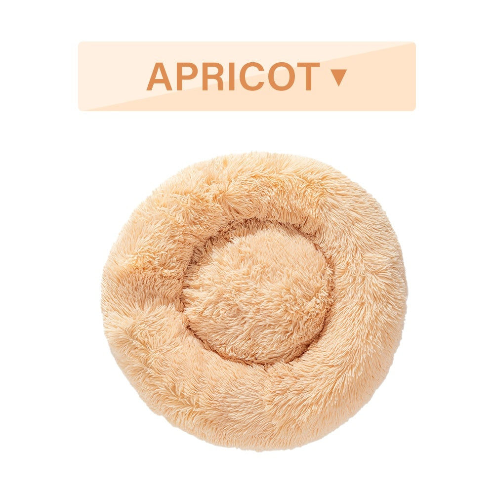 Fluffy Donut Calming Plush Pet Bed from MotivePets for pet comfort, care and everyday use