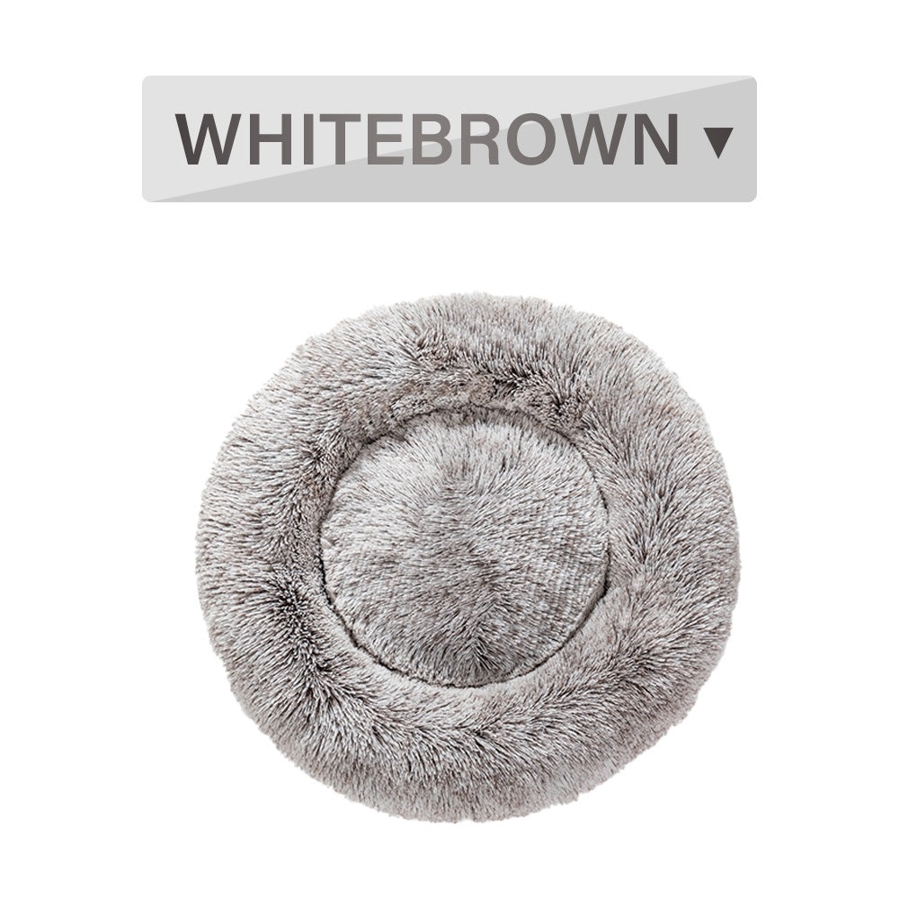 Fluffy Donut Calming Plush Pet Bed from MotivePets for pet comfort, care and everyday use