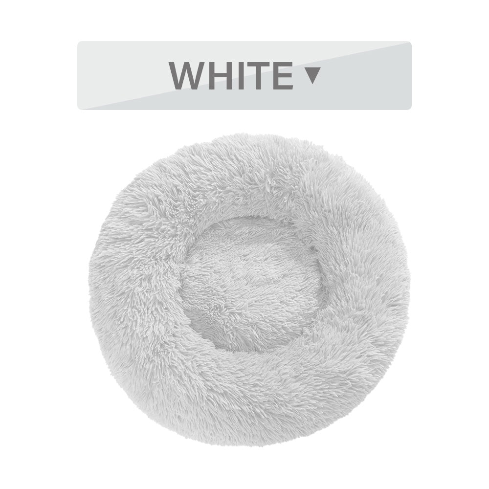 Fluffy Donut Calming Plush Pet Bed from MotivePets for pet comfort, care and everyday use