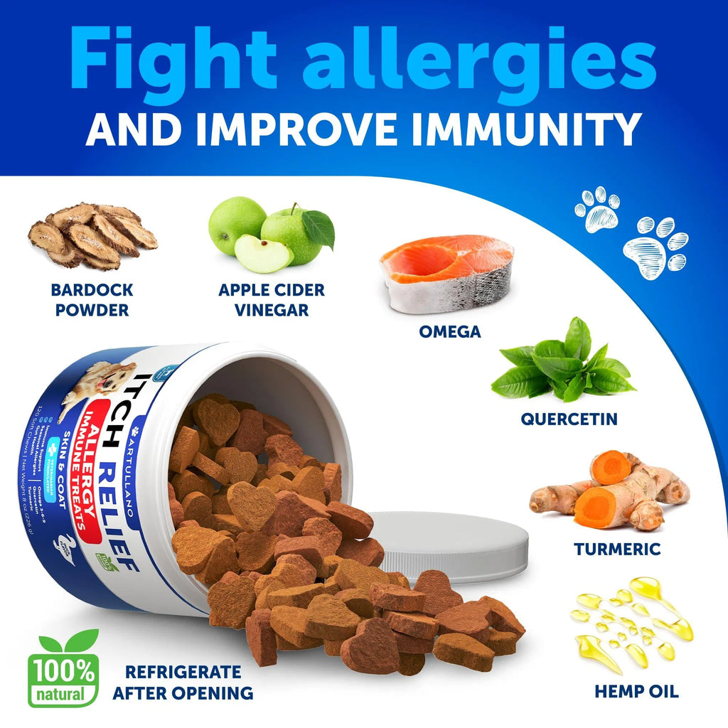 Artullano Itch Relief Allergy Immune Treats from MotivePets for pet comfort, care and everyday use