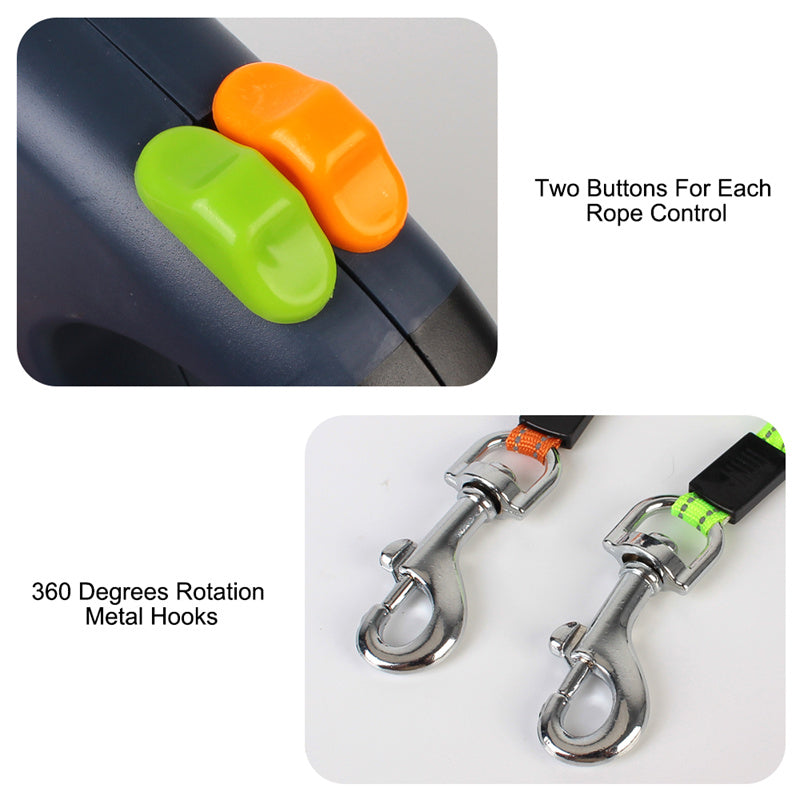 Reflective Dual Retractable Dog Leash with Lights from MotivePets for pet comfort, care and everyday use