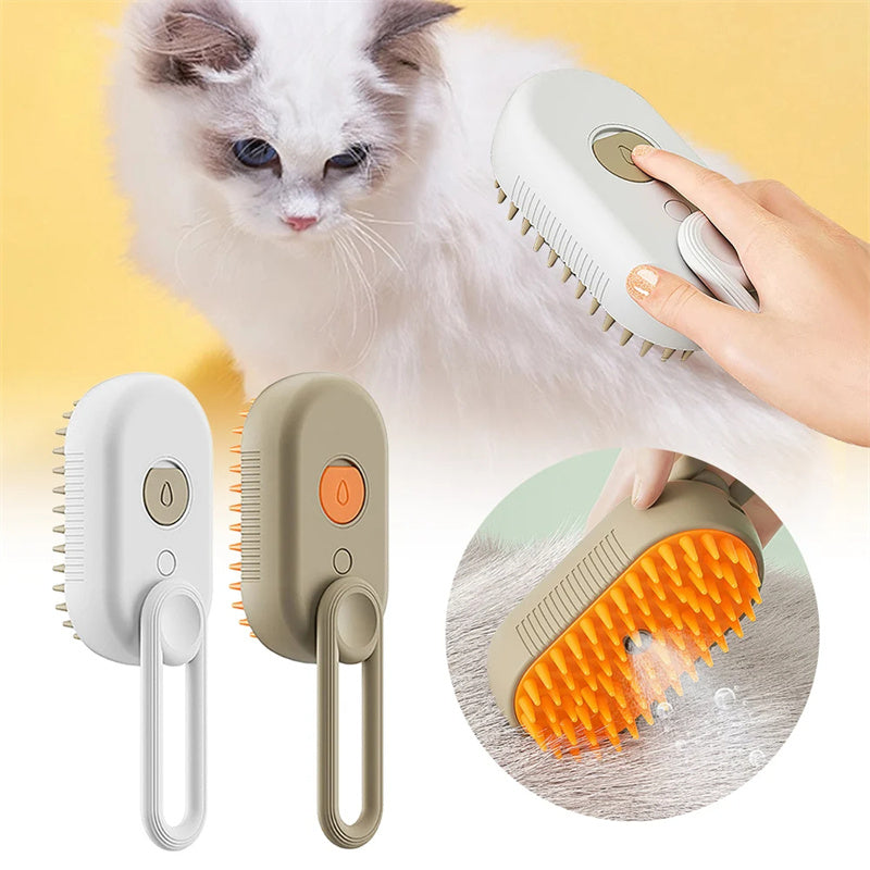 3-in-1 Electric Steamy Pet Brush from MotivePets for pet comfort, care and everyday use