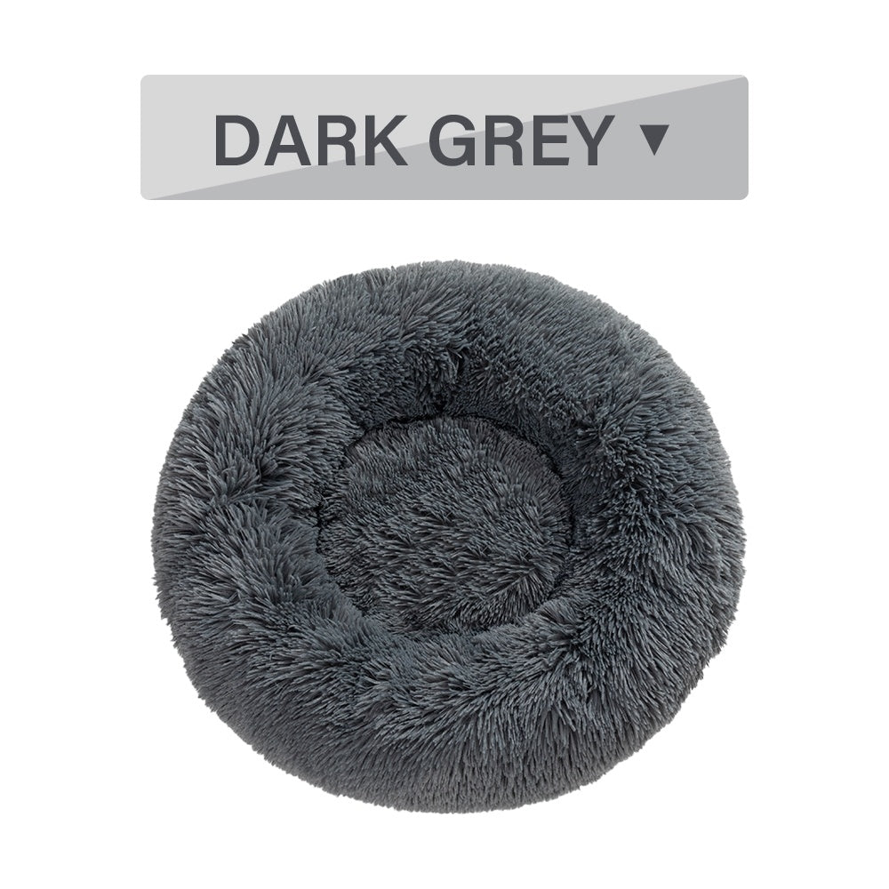 Fluffy Donut Calming Plush Pet Bed from MotivePets for pet comfort, care and everyday use