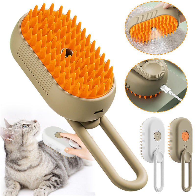 3-in-1 Electric Steamy Pet Brush from MotivePets for pet comfort, care and everyday use