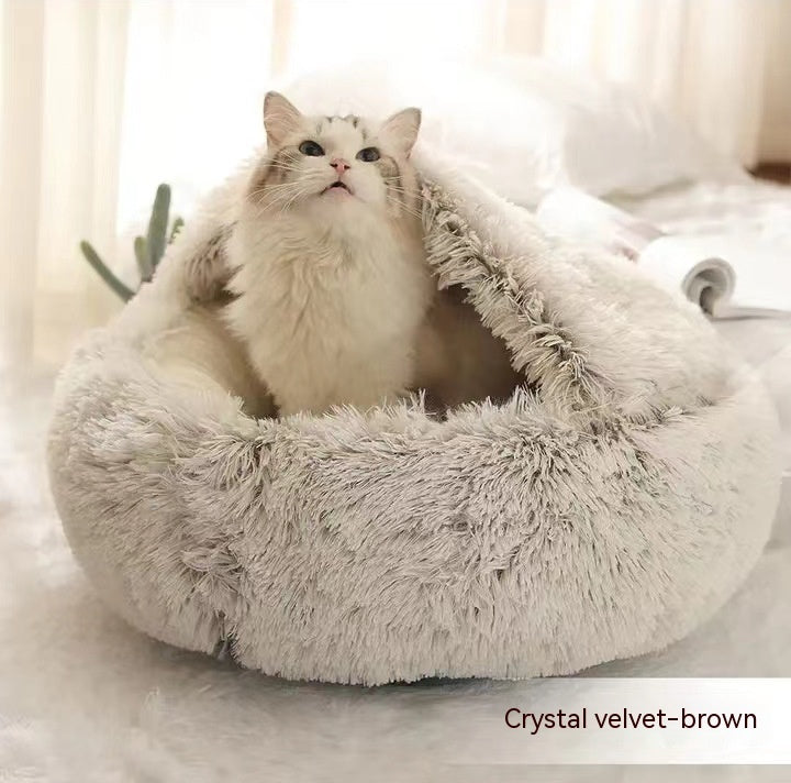 2-in-1 Ultra-Plush Round Cave Bed from MotivePets for pet comfort, care and everyday use
