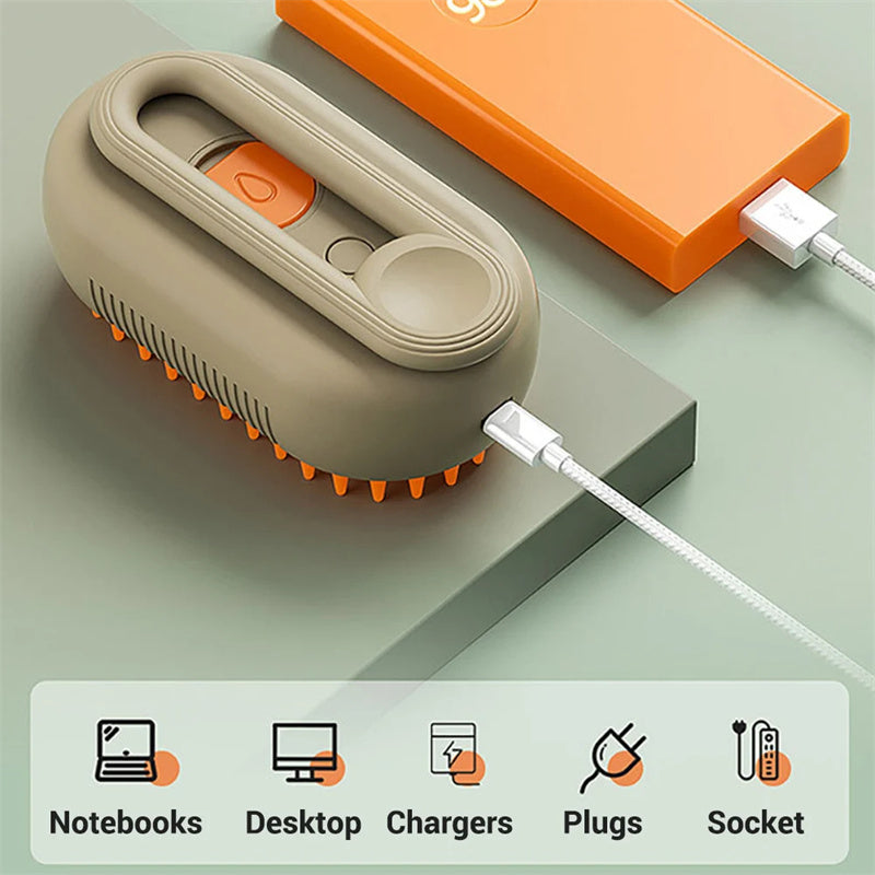 3-in-1 Electric Steamy Pet Brush from MotivePets for pet comfort, care and everyday use