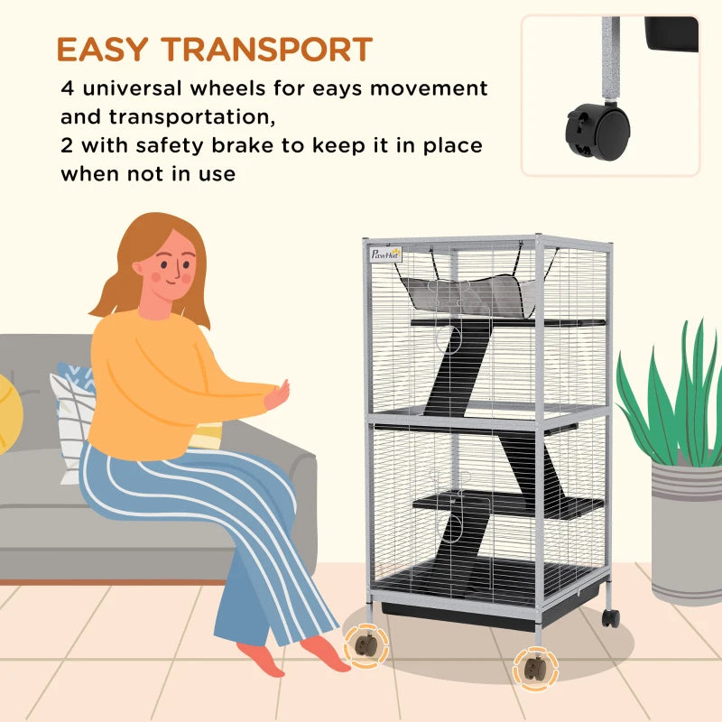 PawHut Rolling Small Animal Cage with Hammock from MotivePets for pet comfort, care and everyday use