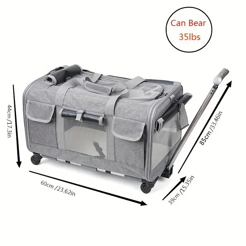 Extra Large Foldable Pet Trolley Carrier - Detachable Travel Bag, 44×60×39cm, 4 Colours from MotivePets for pet comfort, care and everyday use