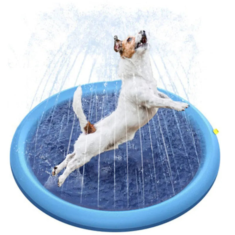 Inflatable Pet Splash Pad & Sprinkler Mat - Outdoor Cooling Pool for Dogs, 3 Sizes from MotivePets for pet comfort, care and everyday use
