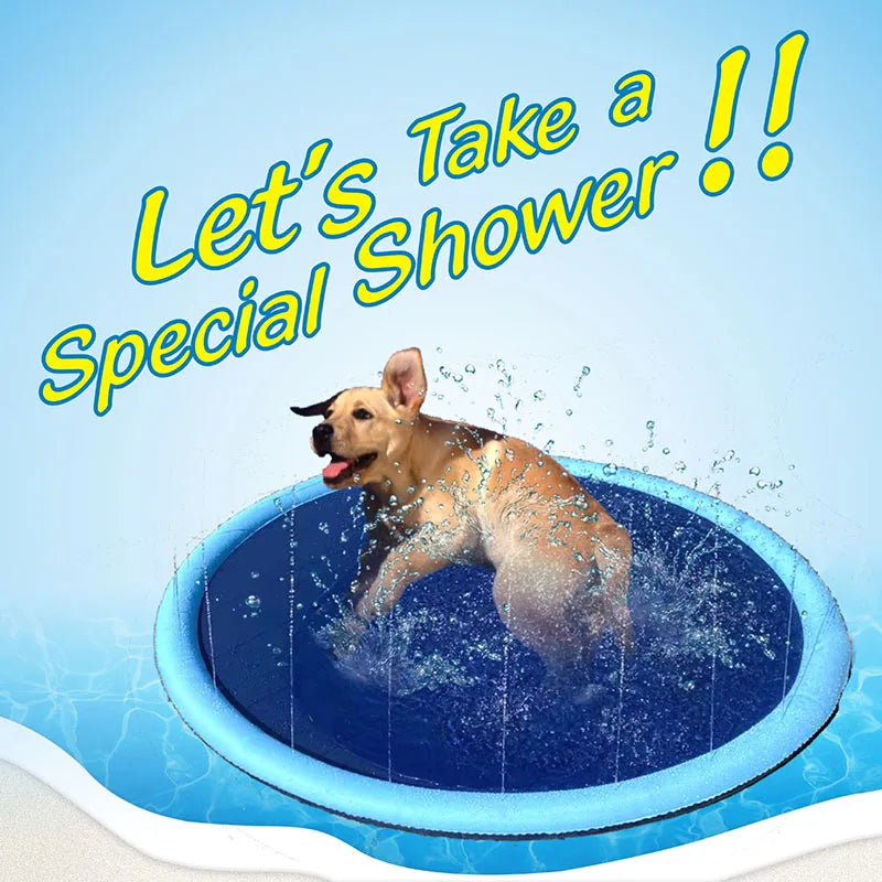 Inflatable Pet Splash Pad & Sprinkler Mat - Outdoor Cooling Pool for Dogs, 3 Sizes from MotivePets for pet comfort, care and everyday use