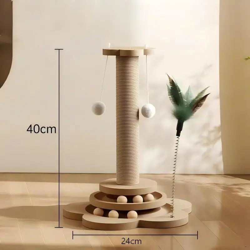 Solid Wood Cat Turntable - Sisal Scratching Board & Spinning Balls from MotivePets for pet comfort, care and everyday use