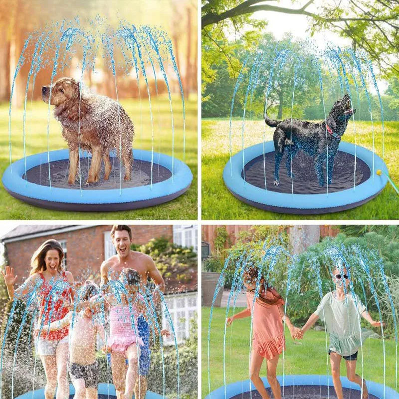 Inflatable Pet Splash Pad & Sprinkler Mat - Outdoor Cooling Pool for Dogs, 3 Sizes from MotivePets for pet comfort, care and everyday use