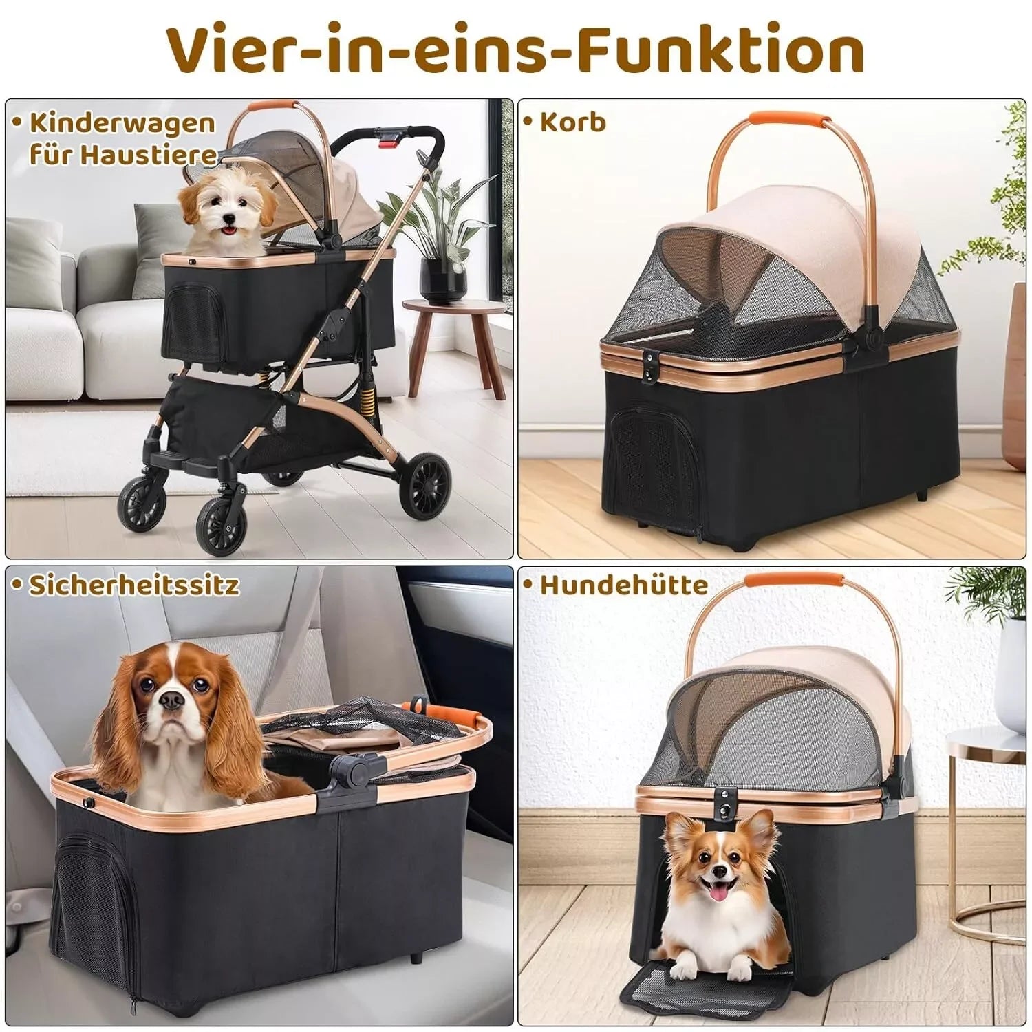 2-in-1 Foldable Pet Stroller & Transport Box - 360° Wheels, Up to 40kg, for Dogs & Cats from MotivePets for pet comfort, care and everyday use