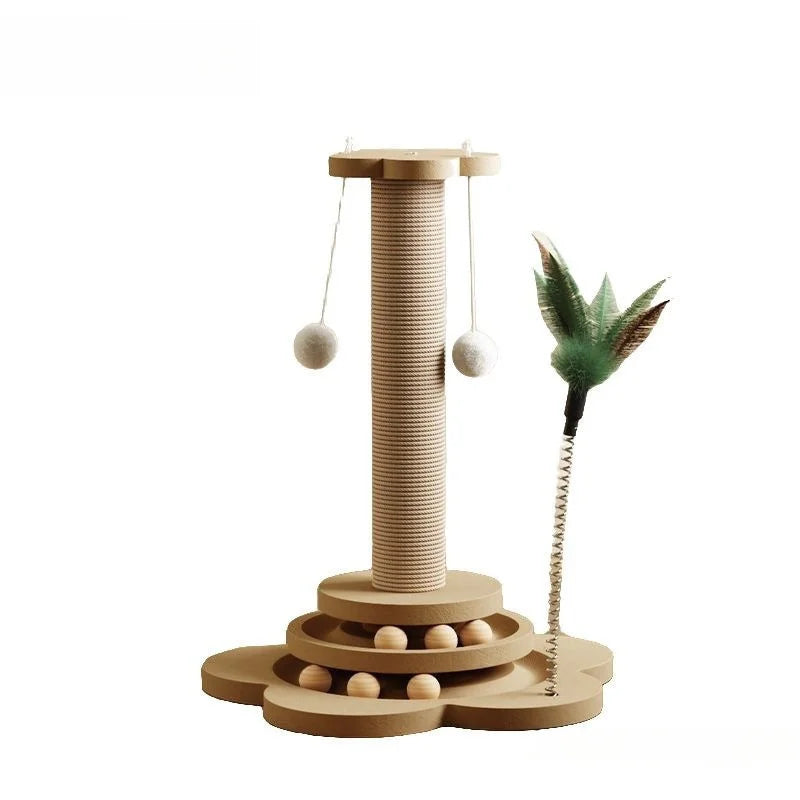 Solid Wood Cat Turntable - Sisal Scratching Board & Spinning Balls from MotivePets for pet comfort, care and everyday use