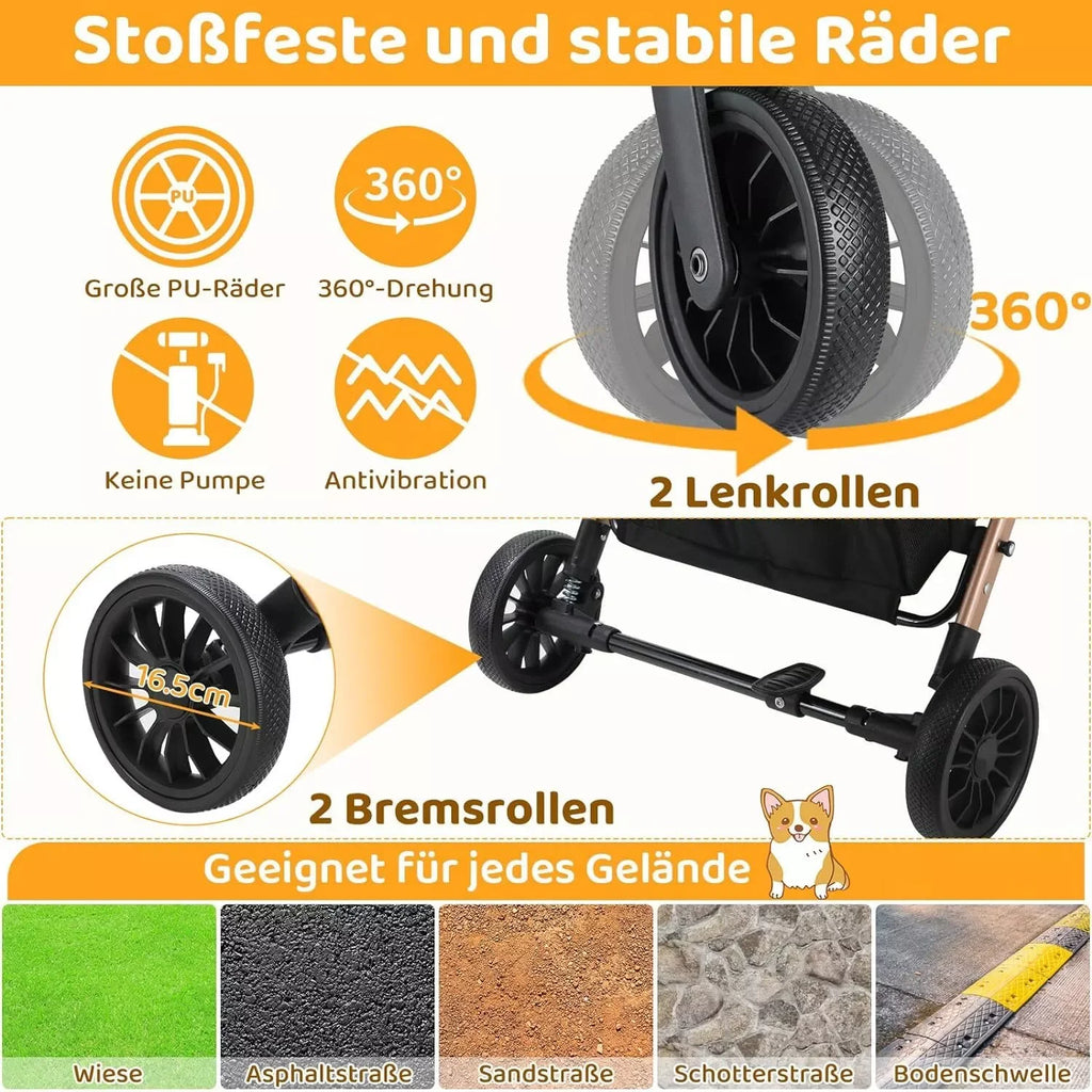 2-in-1 Foldable Pet Stroller & Transport Box - 360° Wheels, Up to 40kg, for Dogs & Cats from MotivePets for pet comfort, care and everyday use