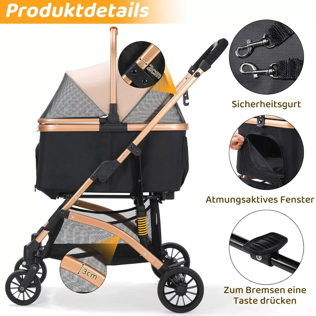 2-in-1 Foldable Pet Stroller & Transport Box - 360° Wheels, Up to 40kg, for Dogs & Cats from MotivePets for pet comfort, care and everyday use