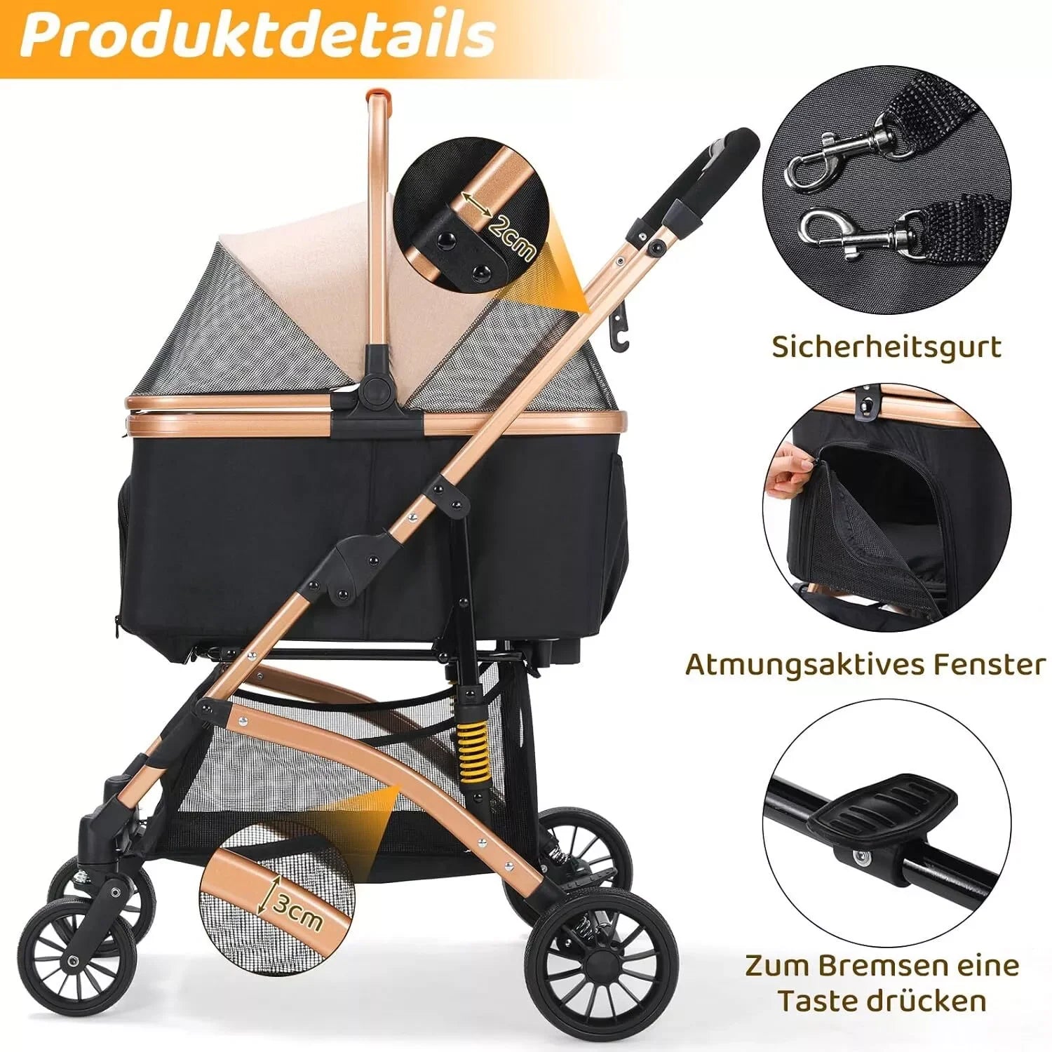 2-in-1 Foldable Pet Stroller & Transport Box - 360° Wheels, Up to 40kg, for Dogs & Cats from MotivePets for pet comfort, care and everyday use