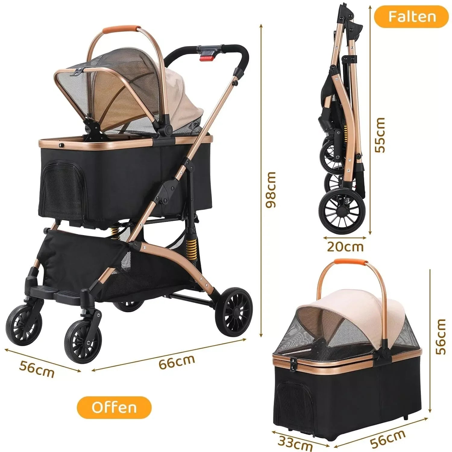 2-in-1 Foldable Pet Stroller & Transport Box - 360° Wheels, Up to 40kg, for Dogs & Cats from MotivePets for pet comfort, care and everyday use