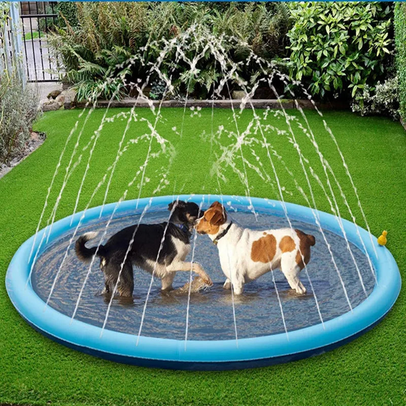Inflatable Pet Splash Pad & Sprinkler Mat - Outdoor Cooling Pool for Dogs, 3 Sizes from MotivePets for pet comfort, care and everyday use