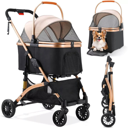 2-in-1 Foldable Pet Stroller & Transport Box - 360° Wheels, Up to 40kg, for Dogs & Cats from MotivePets for pet comfort, care and everyday use