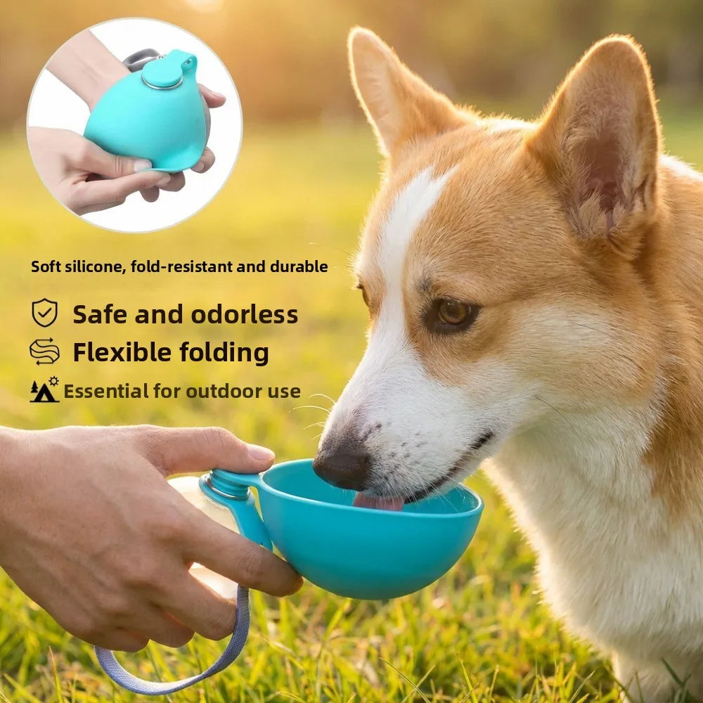Portable Dog Water Bottle - 285ml Stainless Steel, Leak-Proof, Silicone Bowl from MotivePets for pet comfort, care and everyday use