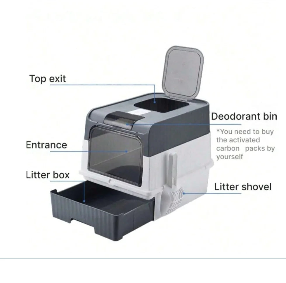 Enclosed Cat Litter Box - XL with Removable Tray & Bag Holder from MotivePets for pet comfort, care and everyday use