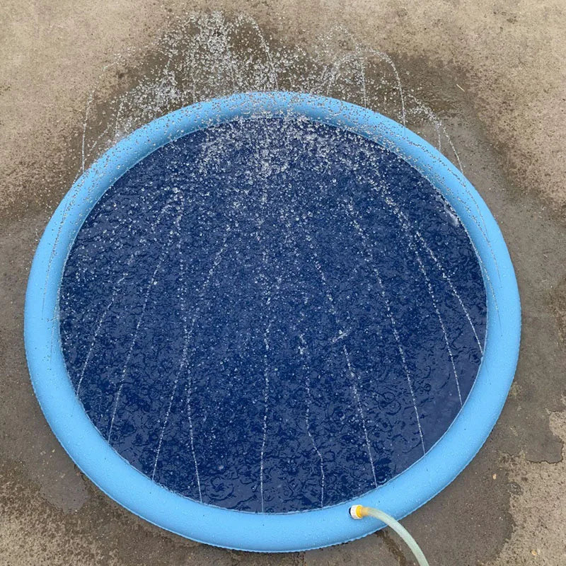 Inflatable Pet Splash Pad & Sprinkler Mat - Outdoor Cooling Pool for Dogs, 3 Sizes from MotivePets for pet comfort, care and everyday use