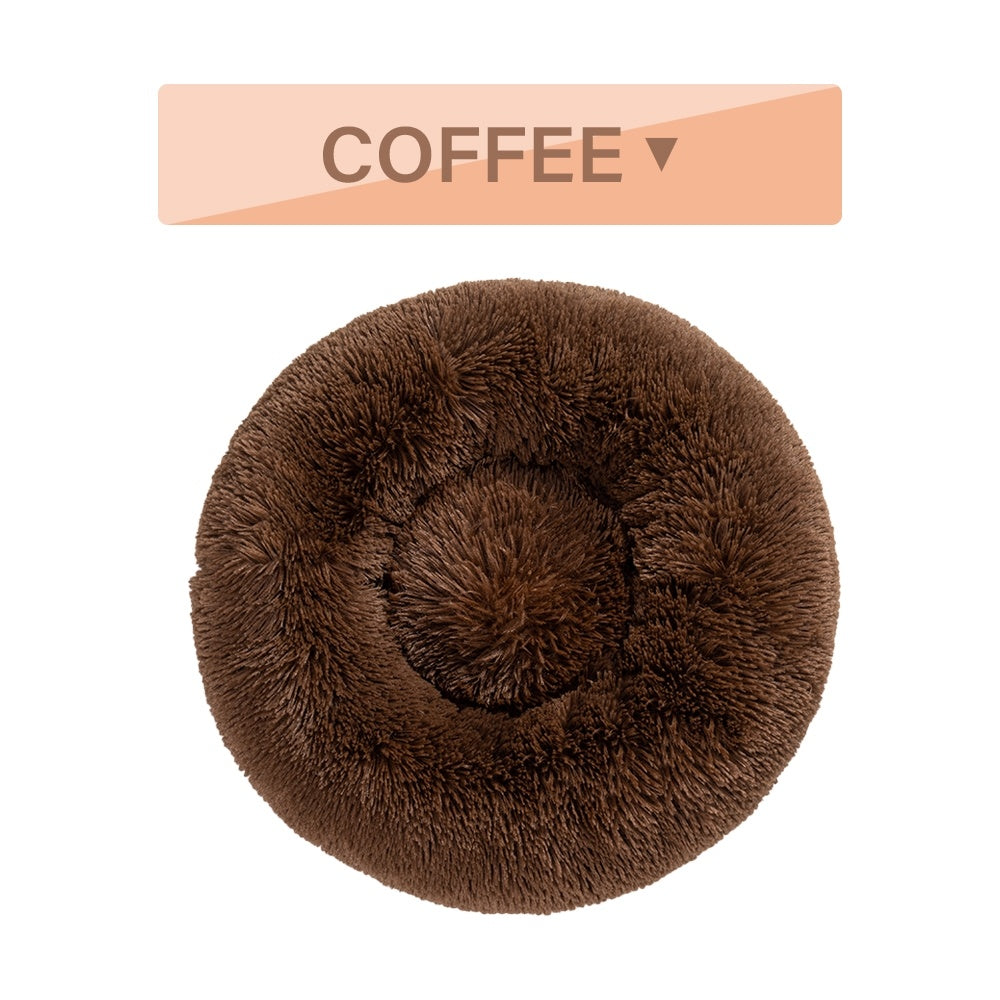 Fluffy Donut Calming Plush Pet Bed from MotivePets for pet comfort, care and everyday use
