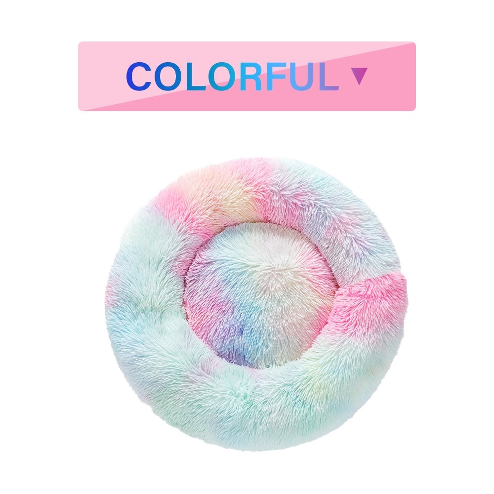 Fluffy Donut Calming Plush Pet Bed from MotivePets for pet comfort, care and everyday use