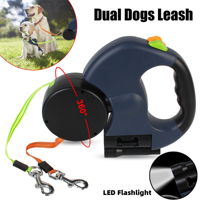 Reflective Dual Retractable Dog Leash with Lights from MotivePets for pet comfort, care and everyday use