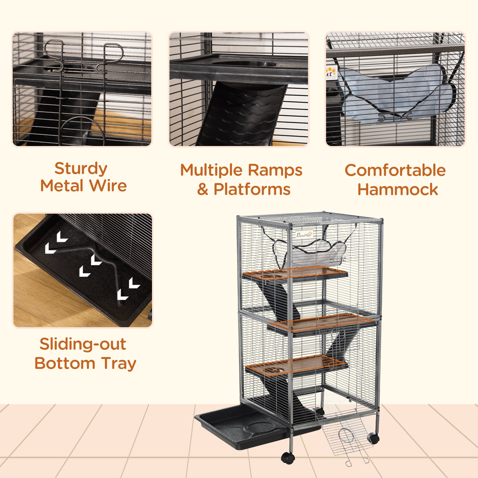 Metal Small Animal Cage Rolling Big Ferret Cage from MotivePets for pet comfort, care and everyday use