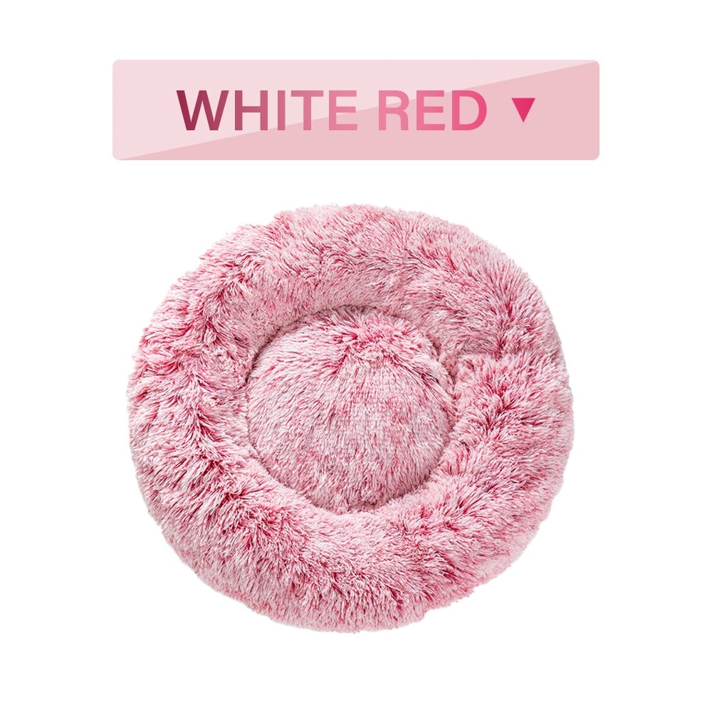 Fluffy Donut Calming Plush Pet Bed from MotivePets for pet comfort, care and everyday use