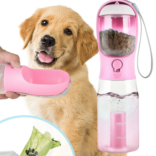3-in-1 Dog Water Bottle - Water, Food & Poop Bag Dispenser, Leak-Proof from MotivePets for pet comfort, care and everyday use