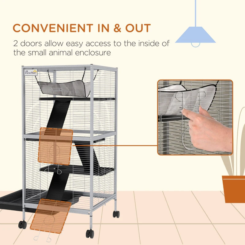 PawHut Rolling Small Animal Cage with Hammock from MotivePets for pet comfort, care and everyday use