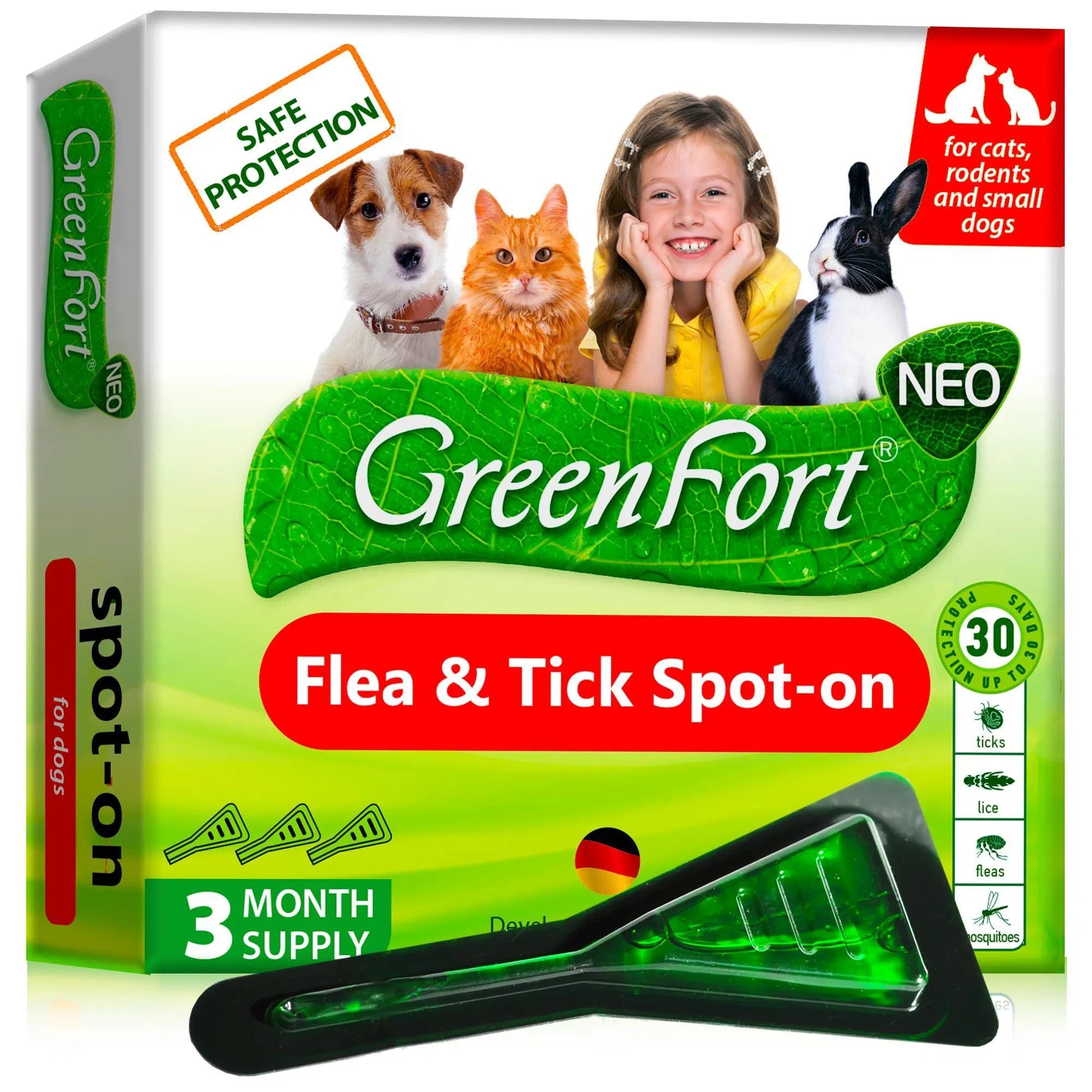 GreenFort NEO Flea & Tick Spot-on from MotivePets for pet comfort, care and everyday use